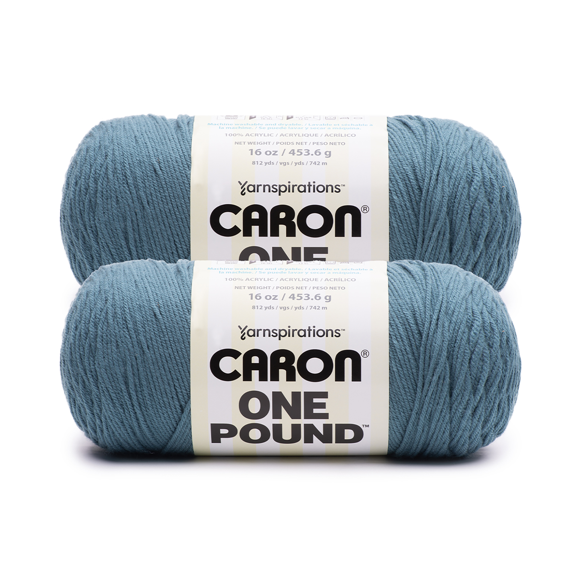 Caron® One Pound™ #4 Medium Acrylic Yarn, Canal 16oz/454g, 812 Yards (2  Pack) 